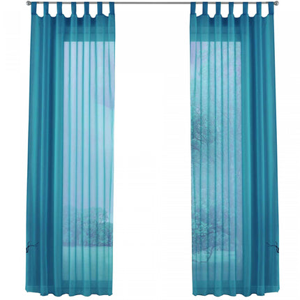 2er-Pack Gardinen Transparent Vorhang Set Wohnzimmer Voile Schlaufenschal mit Bleibandabschluß 61000CN