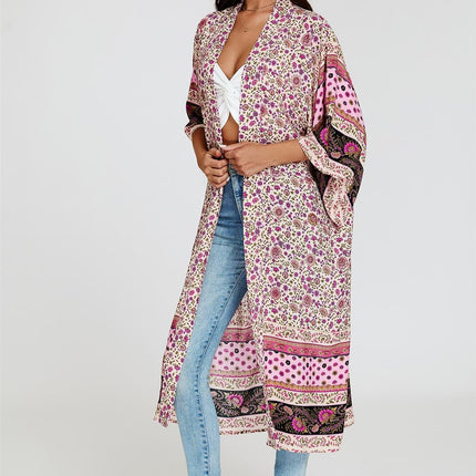 Relaxed Cotton Kimono In Pink