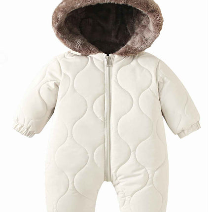 NEAWEALY Baby Winter Overall Mädchen Jungen Schneeanzüge Neugeborene Fleece Gefüttert Strampler Warmer Jumpsuit mit Kapuze