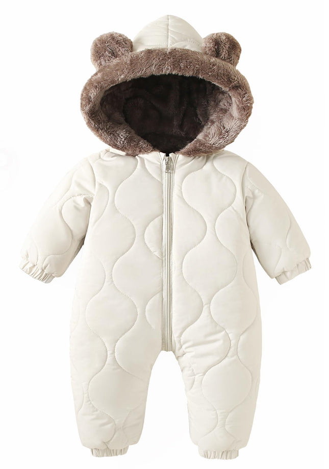 NEAWEALY Baby Winter Overall Mädchen Jungen Schneeanzüge Neugeborene Fleece Gefüttert Strampler Warmer Jumpsuit mit Kapuze