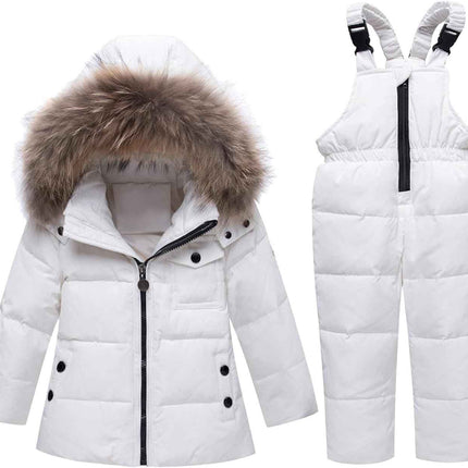 amropi Skianzug Mädchen Kinder Schneeanzug Daunenjacke mit Kaputze + Skihose 2tlg Bekleidungsset Winteranzug für 1-5 Jahre