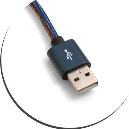SYSTEM-S Micro USB Kabel (male) zu USB A 3.0. (male) Adapter Datenkabel Ladekabel 25cm Stoffummantelung Jeans-Optik