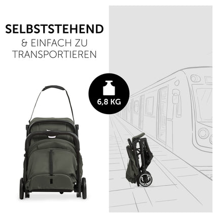 Hauck Travel N Care Dark Olive Kinderwagen – Leichter Reise Buggy für Kinder ab Geburt bis 22 kg mit Liegefunktion, kompakt und UPF 50+