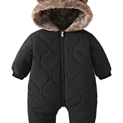 NEAWEALY Baby Winter Overall Mädchen Jungen Schneeanzüge Neugeborene Fleece Gefüttert Strampler Warmer Jumpsuit mit Kapuze