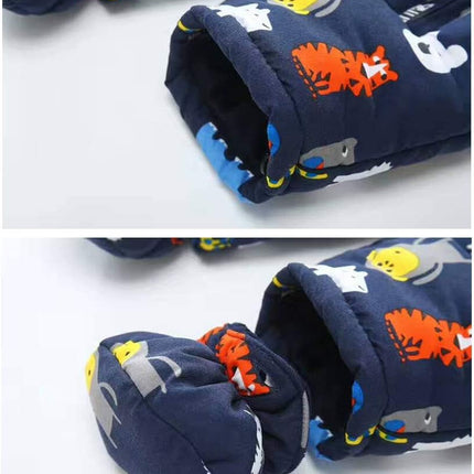 Baby Winter Overall Mit Kapuze Schneeanzüge mit Handschuhen und Füßlinge Mädchen Jungen Warm Kleidungsset