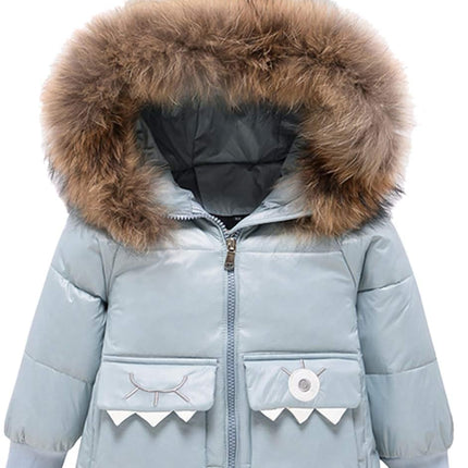 amropi Skianzug Mädchen Kinder Schneeanzug Daunenjacke mit Kaputze + Skihose 2tlg Bekleidungsset Winteranzug für 1-5 Jahre