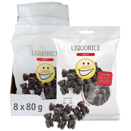 EASIS Gesalzene oder Gesüßte Lakritze Süßigkeiten Ohne Zuckerzusatz | Gesunder Snack mit Süßstoff auf natürlicher Basis für Kinder & Erwachsene, 1x80g