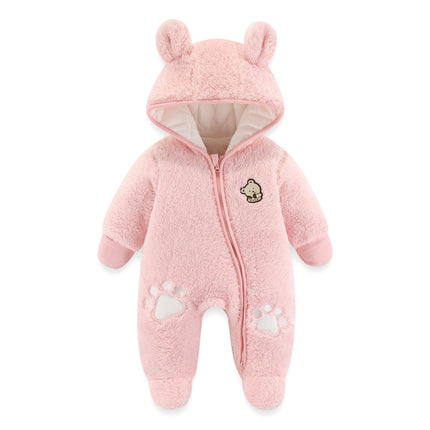 Baby Schneeanzüge Winter Overall mit Kapuze Fleece Strampler Mädchen Jungen Warm Outfits- Gr. 0-3 Monate (59 cm), Gelb