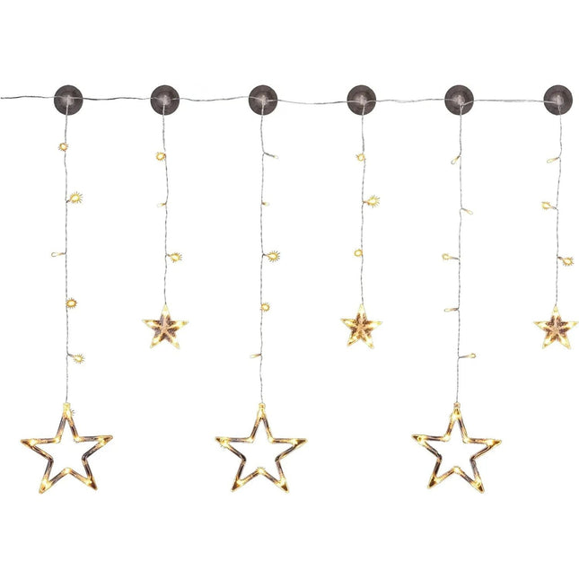 Lichterkette Sternenvorhang LED warmweiß Lichtervorhang 100x80cm Batterie Timer