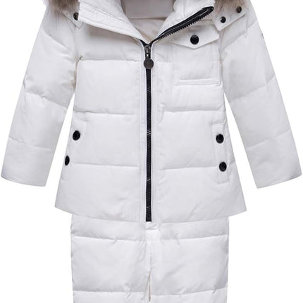 amropi Skianzug Mädchen Kinder Schneeanzug Daunenjacke mit Kaputze + Skihose 2tlg Bekleidungsset Winteranzug für 1-5 Jahre