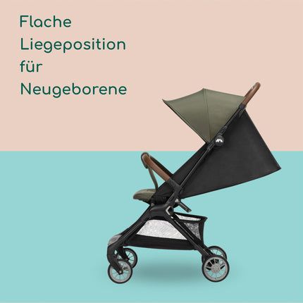 Bebeconfort Zephir, kompakter Baby Kinderwagen, 0–4 Jahre (bis zu 22 kg), leichter Reise Buggy (4,5 kg), in Kabinengröße, flacher und verstellbarer Sitz, Aufbewahrungskorb, Mineral Green