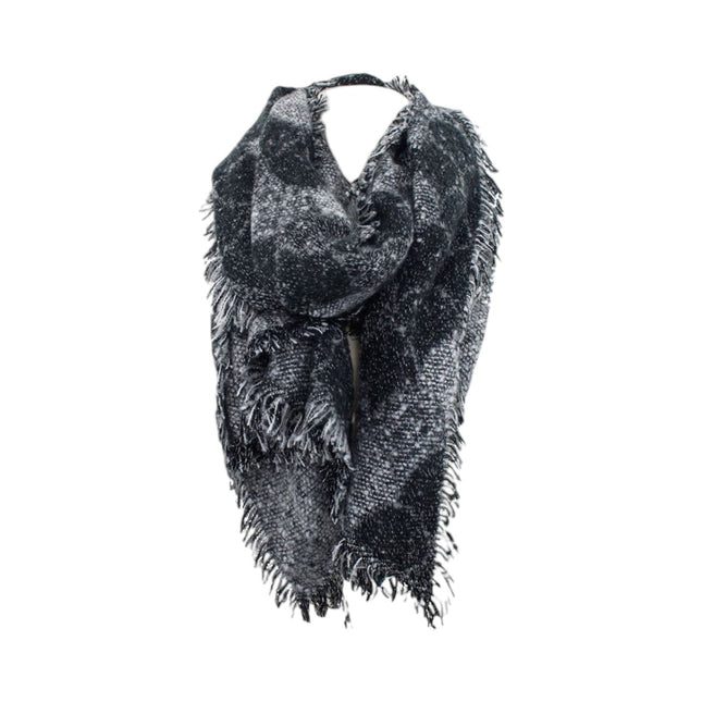 Winter Damen Schal » Winterschal High Volume » Damenschal Lurex » Fransenschal mit Drachenhaut Optik