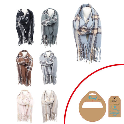 Winter Damen Schal » Winterschal kariert » Cashmera Soft » Damenschal » Fransenschal 180 x 65 cm