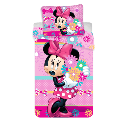 Minnie Maus Blumen Bettwäsche - weiche Baumwolle 140x200 cm Kissen und Decke