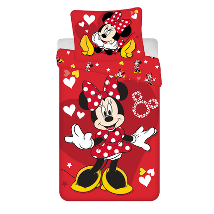 Minnie Maus Herzen Bettwäsche - weiche Baumwolle 140x200 cm Kissen und Decke