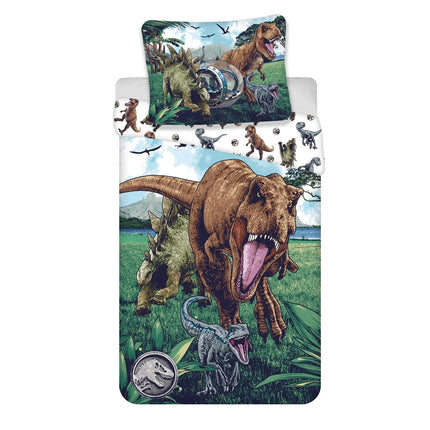 Jurassic World Bettwäsche T-Rex - 140x200 cm weiche Baumwolle Kissen und Decke