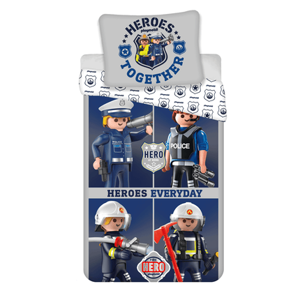 Playmobil Polizei Feuerwehr Bettwäsche - 140x200 cm Kissen und Decke