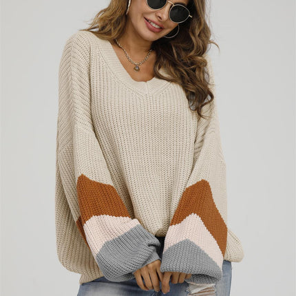 Striped Jumper In Beige & Peach Pink & Camel