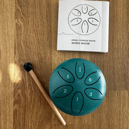 🌿 6-Ton Steel Tongue Drum – Mini Handpan aus Stahl in Grün