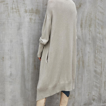 Grey Chunky Pleat Oversized Cardigan