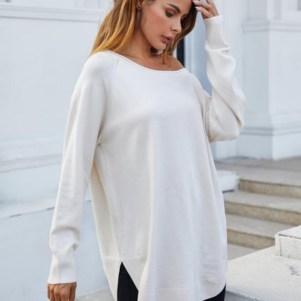 Oversize Knitted Jumper Top In Ecru