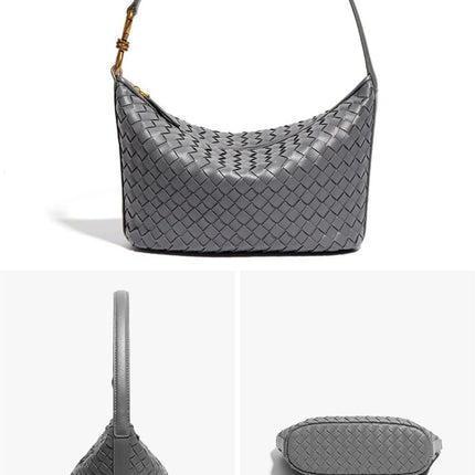 Braided Shoulder - Handbag In Grey