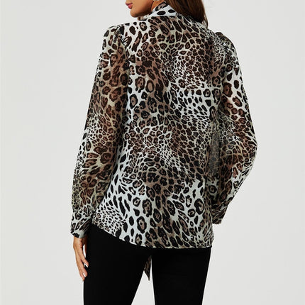 Tie Detail long sleeve Blouse Top In Beige