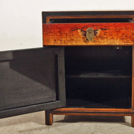 Vintage Asia Chinesisches Nachtkästchen Nachttisch "Fire" - Art. 35191-2