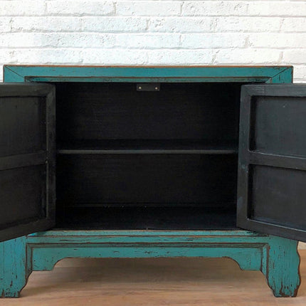 Vintage Asia Asiatische Kommode Sideboard Blau "Oceanflowers" - Art. 34740-5