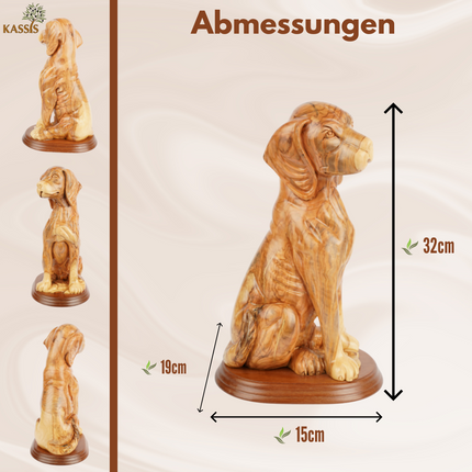 Handgeschnitzter Hund aus Olivenholz – Exklusive Holzskulptur aus Bethlehem (32 cm)