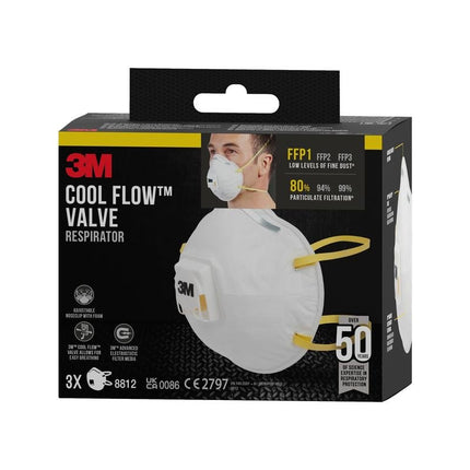 Auslaufartikel: 3M™ Cool Flow™ Partikelmaske 8812, FFP1, mit Ventil, 3er-Pack | Packung (1 Stück)