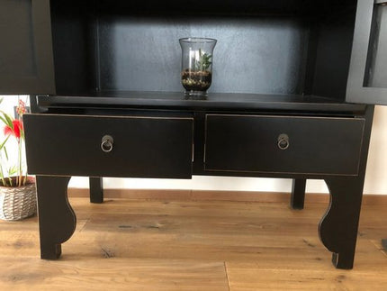 Vintage Asia Chinesischer Schrank Hochzeitsschrank Kommode Schwarz - Art. A502/black