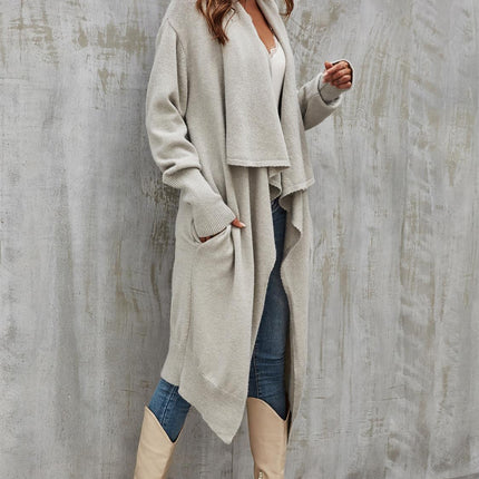 Grey Chunky Pleat Oversized Cardigan