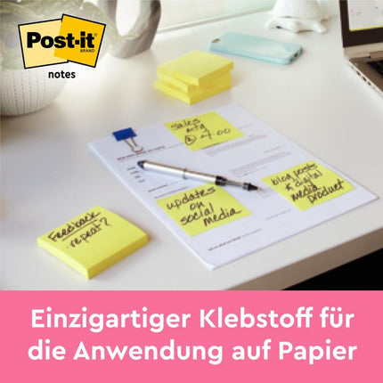 Post-it® Notes, Gelb, 38 mm x 51 mm, Promotion, 100 Blatt/Block, 16 Blöcke + 4 Gratis/Packung, 100% PEFC, SGSCH-PEFC-COC-110078 | Packung (1 Stück)