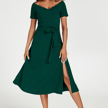 Bardot Midi Dress In Green