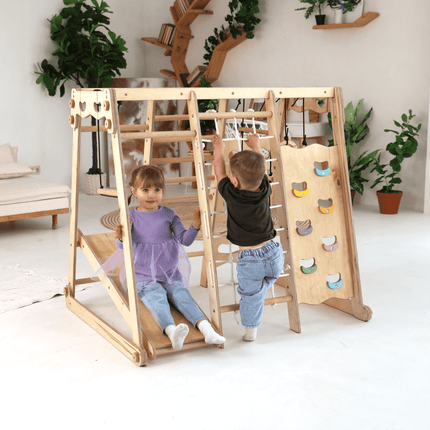 6in1 Indoor - Spielplatz aus Holz für Kinder – Schaukel, Rutsche, Seil und Treppe (Spielplatz) kaufen bei Linkreich – Jetzt entdecken!
