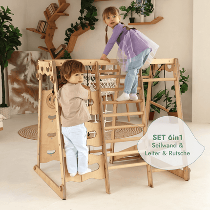 6in1 Indoor - Spielplatz aus Holz für Kinder – Schaukel, Rutsche, Seil und Treppe (Spielplatz) kaufen bei Linkreich – Jetzt entdecken!