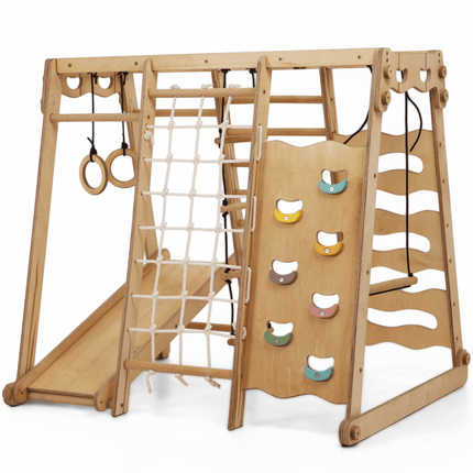 6in1 Indoor - Spielplatz aus Holz für Kinder – Schaukel, Rutsche, Seil und Treppe (Spielplatz) kaufen bei Linkreich – Jetzt entdecken!