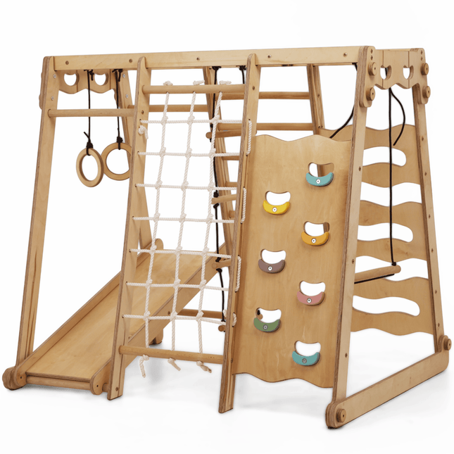 6in1 Indoor - Spielplatz aus Holz für Kinder – Schaukel, Rutsche, Seil und Treppe (Spielplatz) kaufen bei Linkreich – Jetzt entdecken!