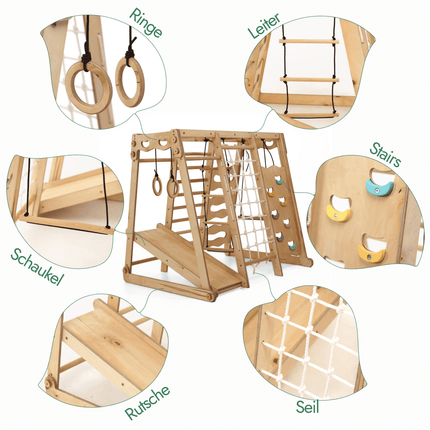 6in1 Indoor - Spielplatz aus Holz für Kinder – Schaukel, Rutsche, Seil und Treppe (Spielplatz) kaufen bei Linkreich – Jetzt entdecken!