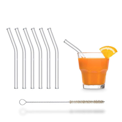 SEO. 6x 15cm (Gebogen) Glasstrohhalme - Linkreich