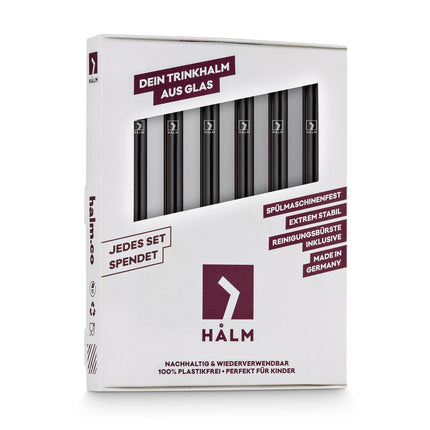 6x 15cm kurze schwarze Glasstrohhalme (gerade) (Glasstrohhalme) kaufen bei Linkreich – Jetzt entdecken!