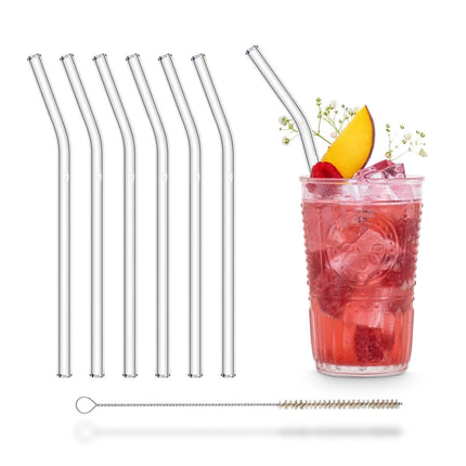 SEO. 6x 20cm (Gebogen) Glasstrohhalme - Linkreich