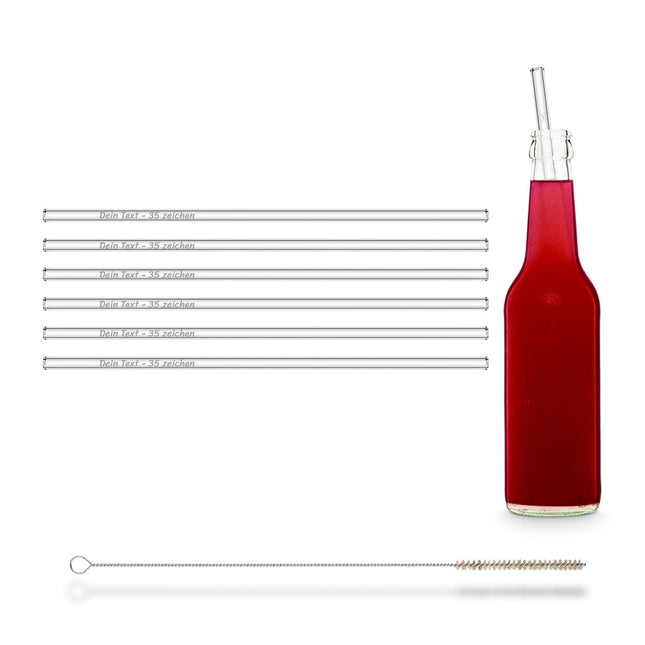 6x 27cm Glasstrohhalme mit persönlicher Gravur für Flaschen von 0,33 bis 0,5 Liter (Glastrinkhalme) kaufen bei Linkreich – Jetzt entdecken!