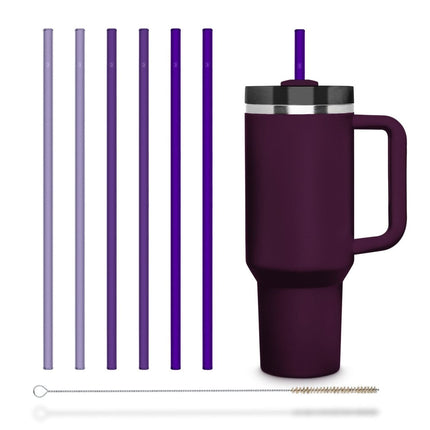 SEO. 6x 30 cm Lila Stanley Glasstrohhalme für Stanley Cup Quencher & Flaschen 3 Farbtöne - Linkreich