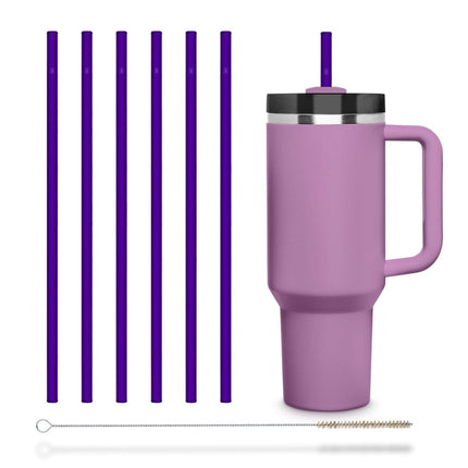 SEO. 6x 30 cm Lila Stanley Glasstrohhalme für Stanley Cup Quencher & Flaschen - Linkreich