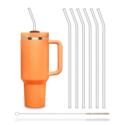 SEO. 6x 30cm (Gebogen) Glasstrohhalme 0,33 - 0,6 Liter - Linkreich