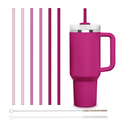 SEO. 6x 30cm Pink Glasstrohhalme für Stanley Cup Quencher 3 Rosa Farben - Linkreich