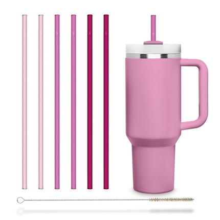 SEO. 6x 30cm Pink Glasstrohhalme für Stanley Cup Quencher 3 Rosa Farben - Linkreich
