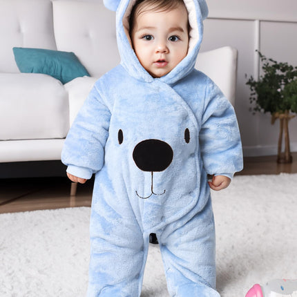 Baby Overall Winter Mit Kapuze Schneeanzug Flanell Strampler Spieler Spielanzug Mit Füße Karikatur Jumpsuit Kleidung 0-3 Monate